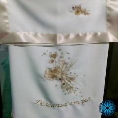 Lençol Minimate Bordado Flor Crisantemo com Fita