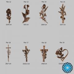 Aplicações em metal para campas e jazigos(Sepulturas) flores 