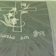 Véu Tule bordado Branco Com renda