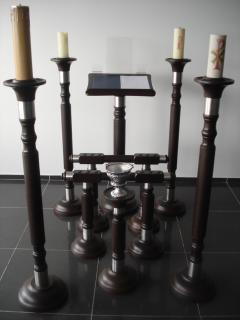 Conjunto de Madeira Wenguê com Inox